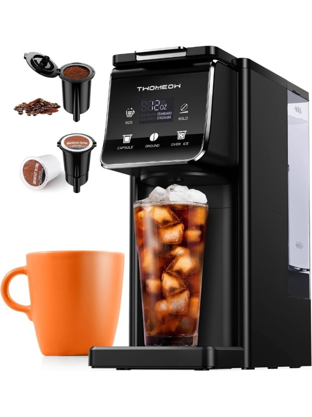 Versatile Hot & Iced Coffee Maker for Single Cups - K-Cup & Ground Coffee